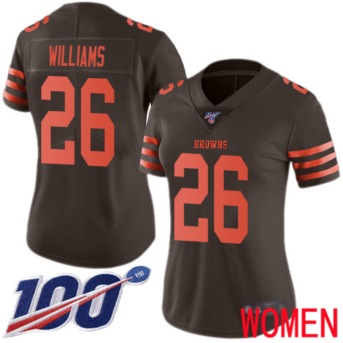 Cleveland Browns Greedy Williams Women Brown Limited Jersey #26 NFL Football 100th Season Rush Vapor Untouchable->women nfl jersey->Women Jersey